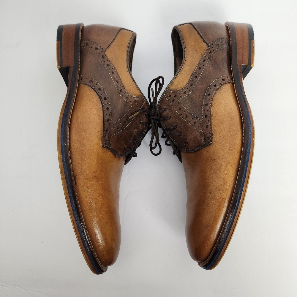 Johnston Murphy Mens 8.5 Brown Leather Conard Saddle Lace Up Dress Shoes 20-3316 - Picture 9 of 15